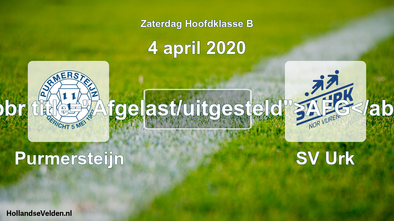 Scheduled Match: Purmersteijn - SV Urk (4 April 2020)