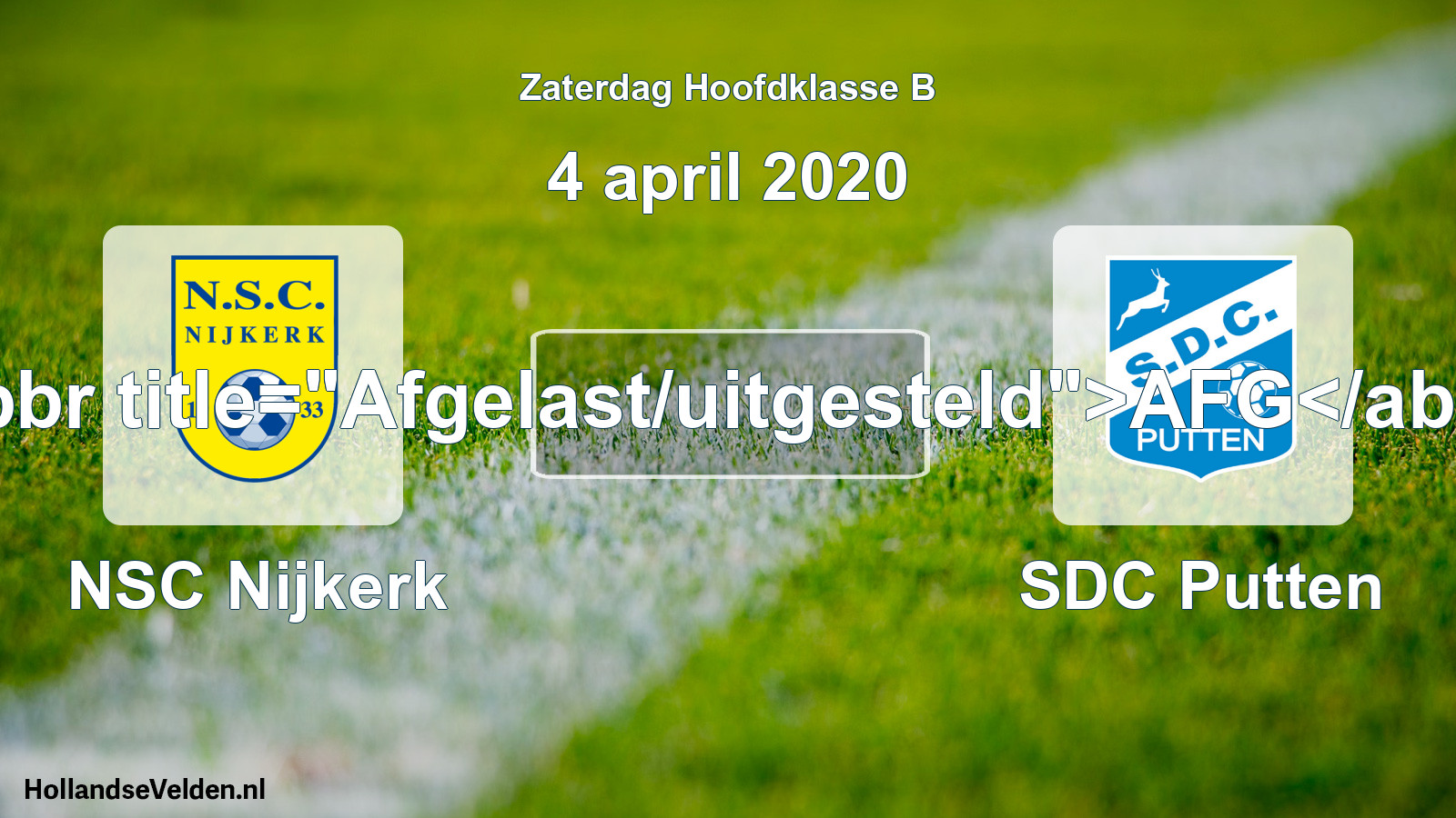 Scheduled Match: NSC Nijkerk - SDC Putten (4 April 2020)