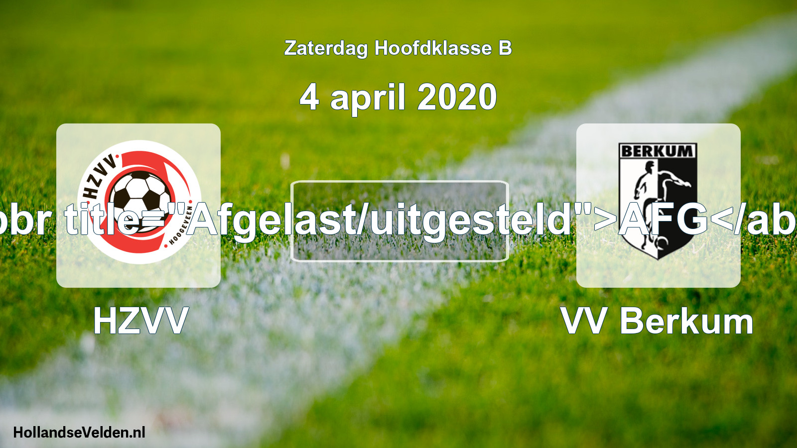 Scheduled Match: HZVV - VV Berkum (4 April 2020)