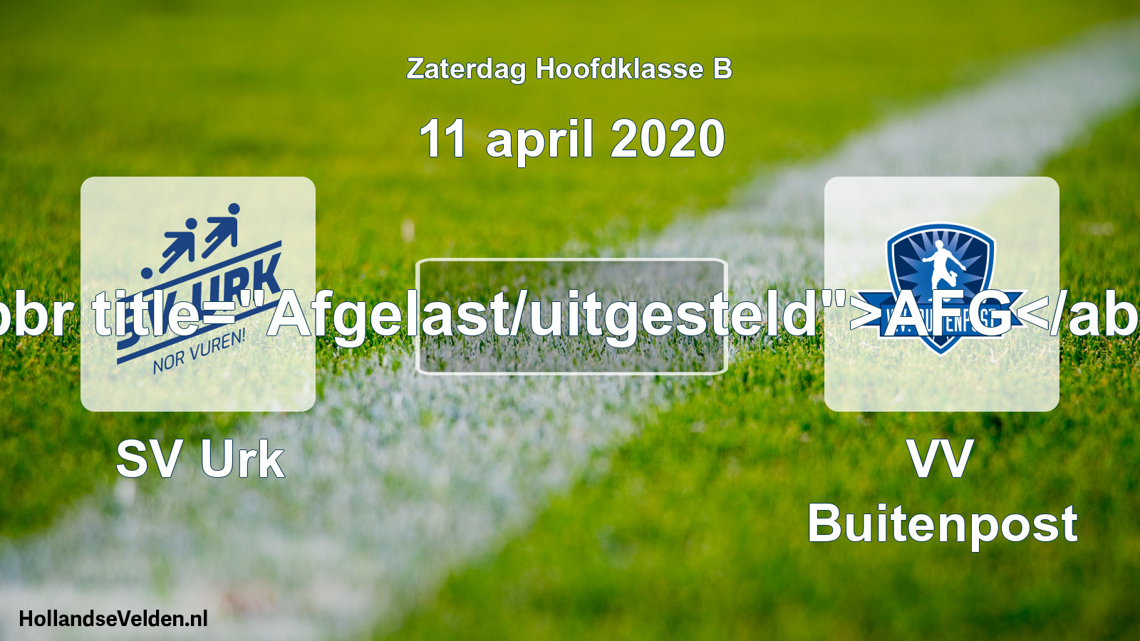 Scheduled Match: SV Urk - VV Buitenpost (11 April 2020)