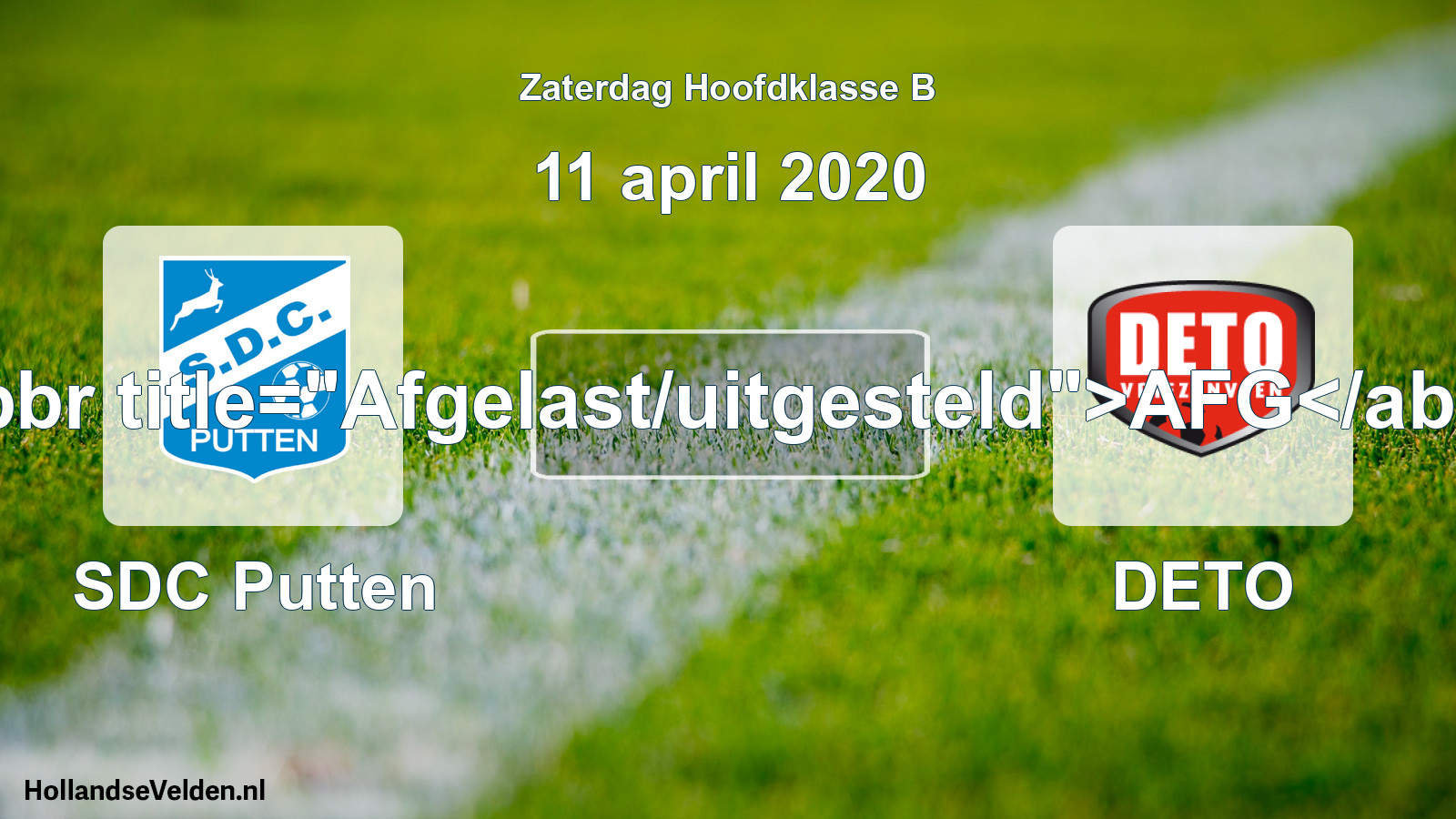 Scheduled Match: SDC Putten - DETO (11 April 2020)