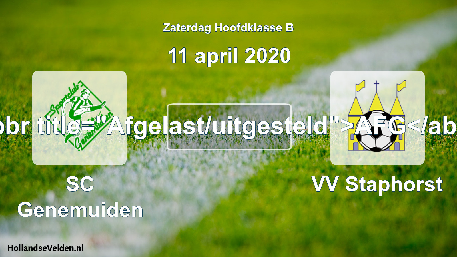 Scheduled Match: SC Genemuiden - VV Staphorst (11 April 2020)