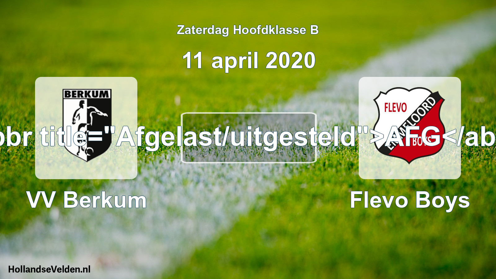 Scheduled Match: VV Berkum - Flevo Boys (11 April 2020)