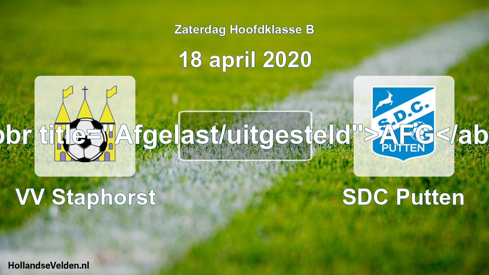 Scheduled Match: VV Staphorst - SDC Putten (18 April 2020)