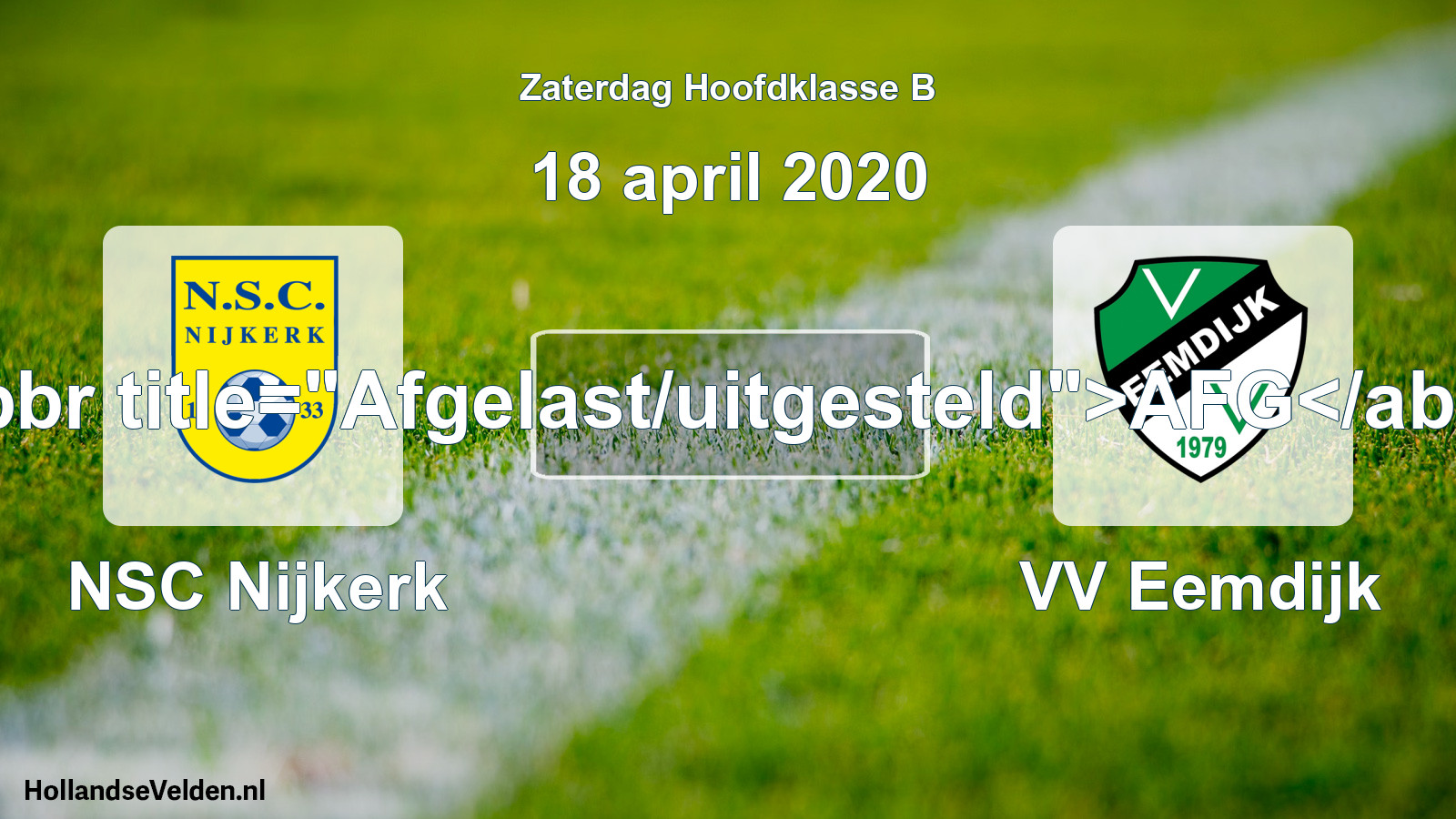 Scheduled Match: NSC Nijkerk - VV Eemdijk (18 April 2020)