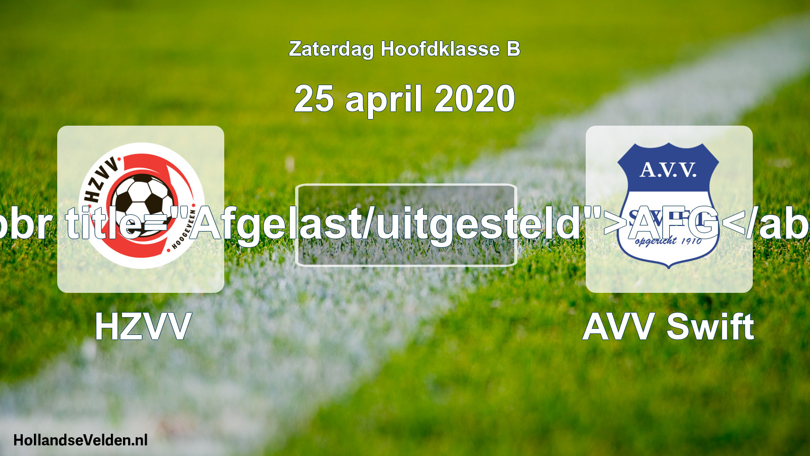 Scheduled Match: HZVV - AVV Swift (25 April 2020)