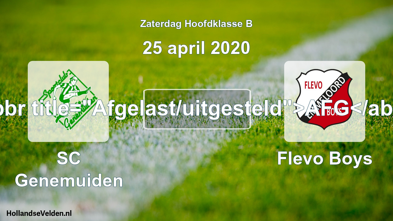 Scheduled Match: SC Genemuiden - Flevo Boys (25 April 2020)