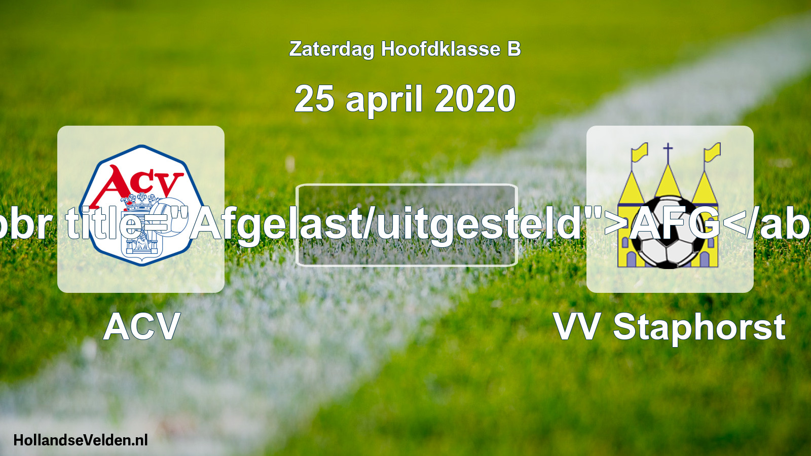 Scheduled Match: ACV - VV Staphorst (25 April 2020)