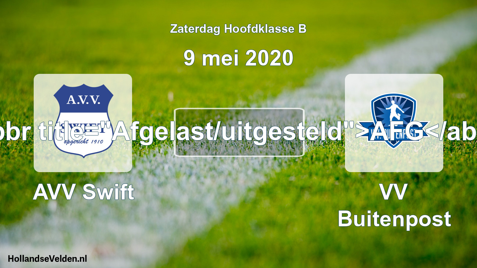 Geplande wedstrijd: AVV Swift - VV Buitenpost (9 mei 2020)