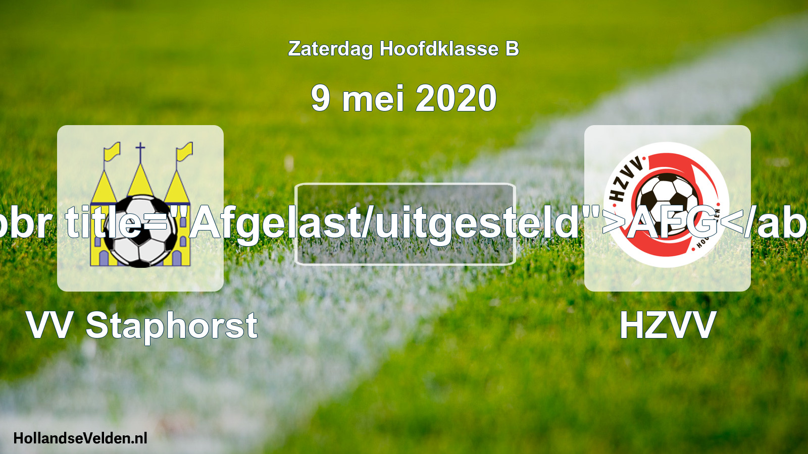 Scheduled Match: VV Staphorst - HZVV (9 May 2020)