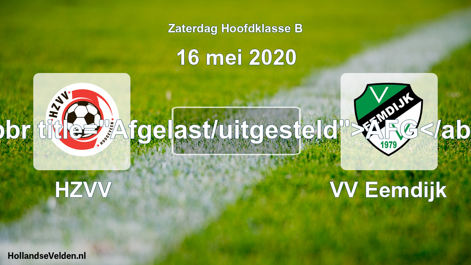 Scheduled Match: HZVV - VV Eemdijk (16 May 2020)