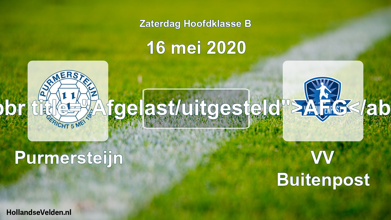 Scheduled Match: Purmersteijn - VV Buitenpost (16 May 2020)
