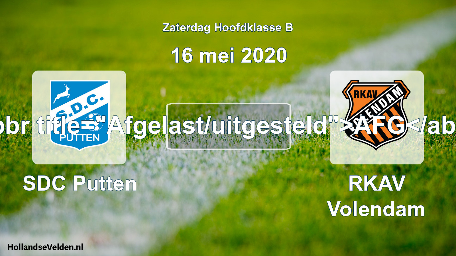 Scheduled Match: SDC Putten - RKAV Volendam (16 May 2020)