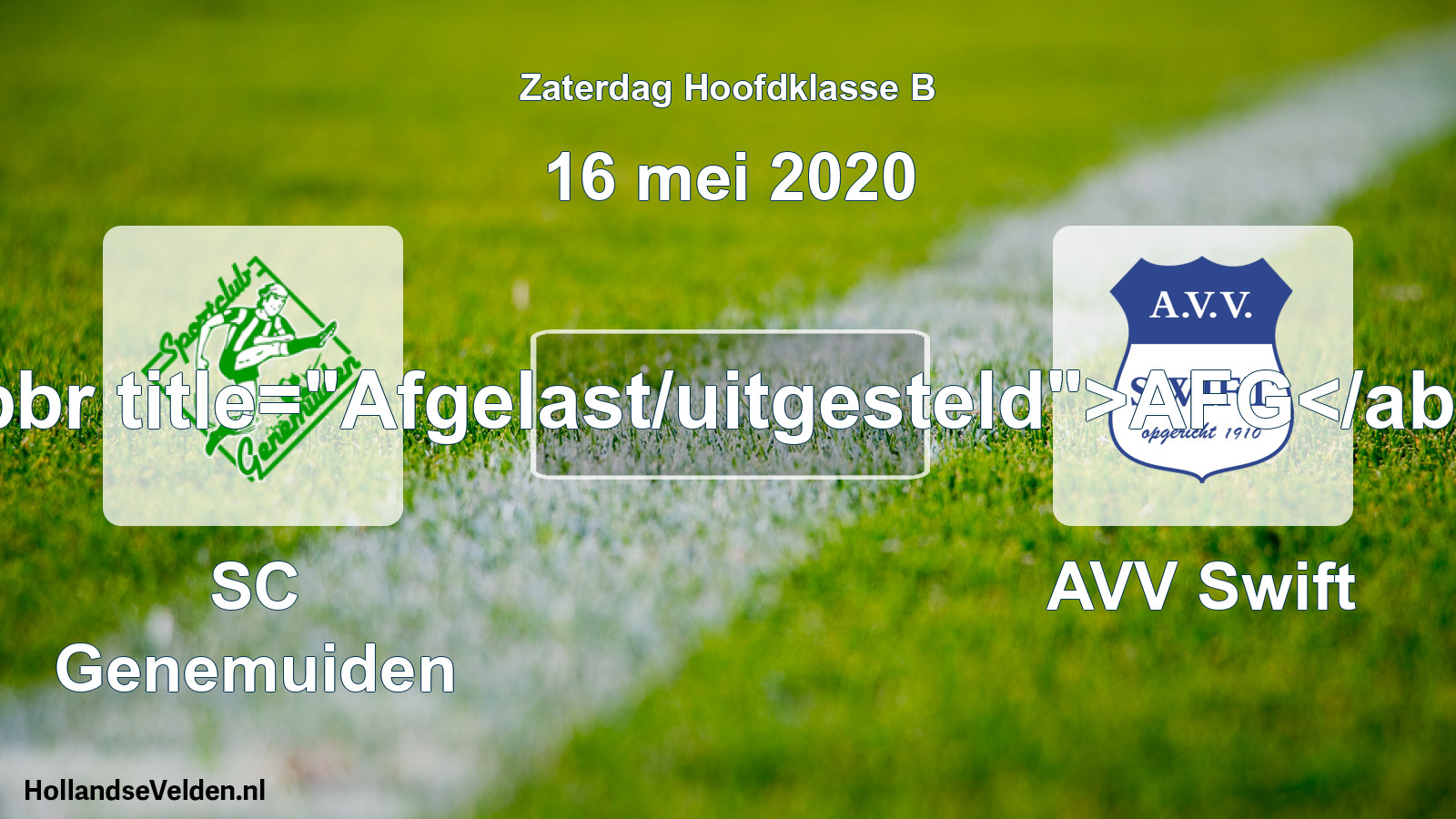 Scheduled Match: SC Genemuiden - AVV Swift (16 May 2020)