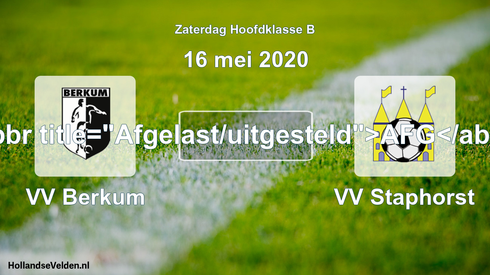 Scheduled Match: VV Berkum - VV Staphorst (16 May 2020)