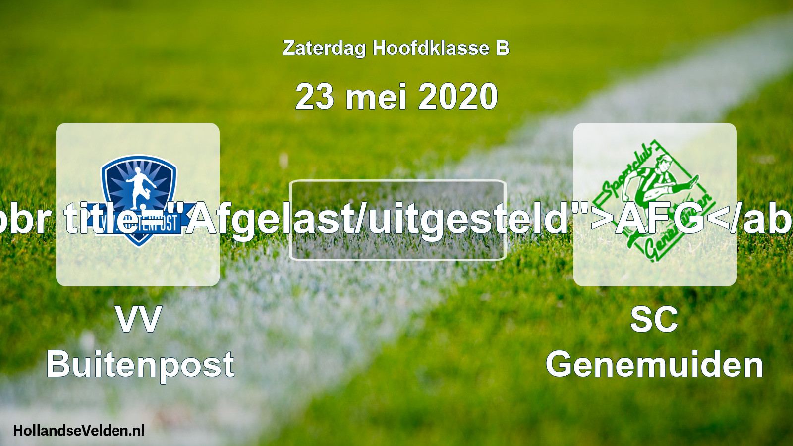 Scheduled Match: VV Buitenpost - SC Genemuiden (23 May 2020)