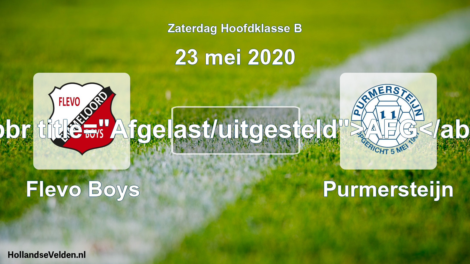 Scheduled Match: Flevo Boys - Purmersteijn (23 May 2020)
