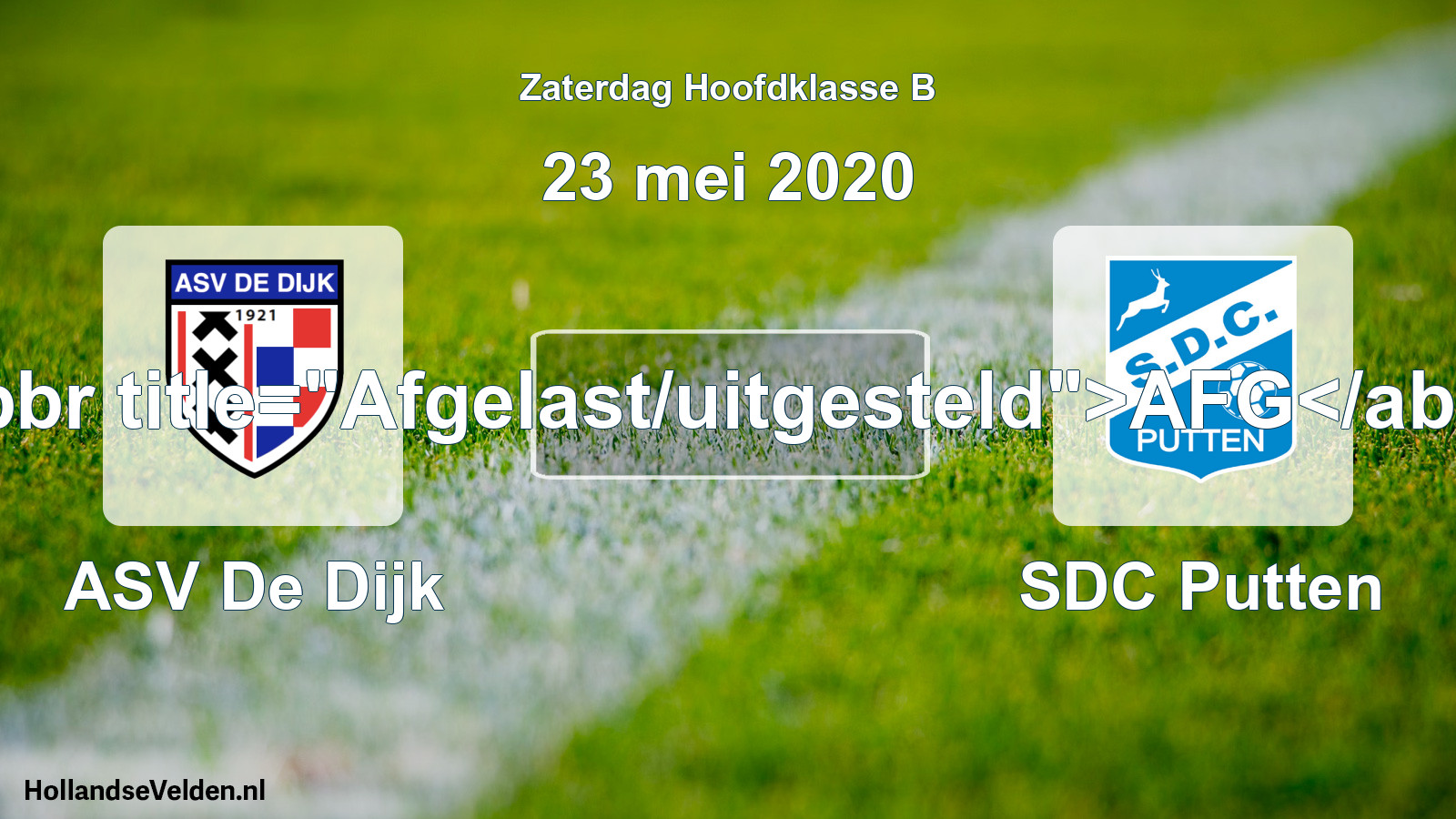 Scheduled Match: ASV De Dijk - SDC Putten (23 May 2020)