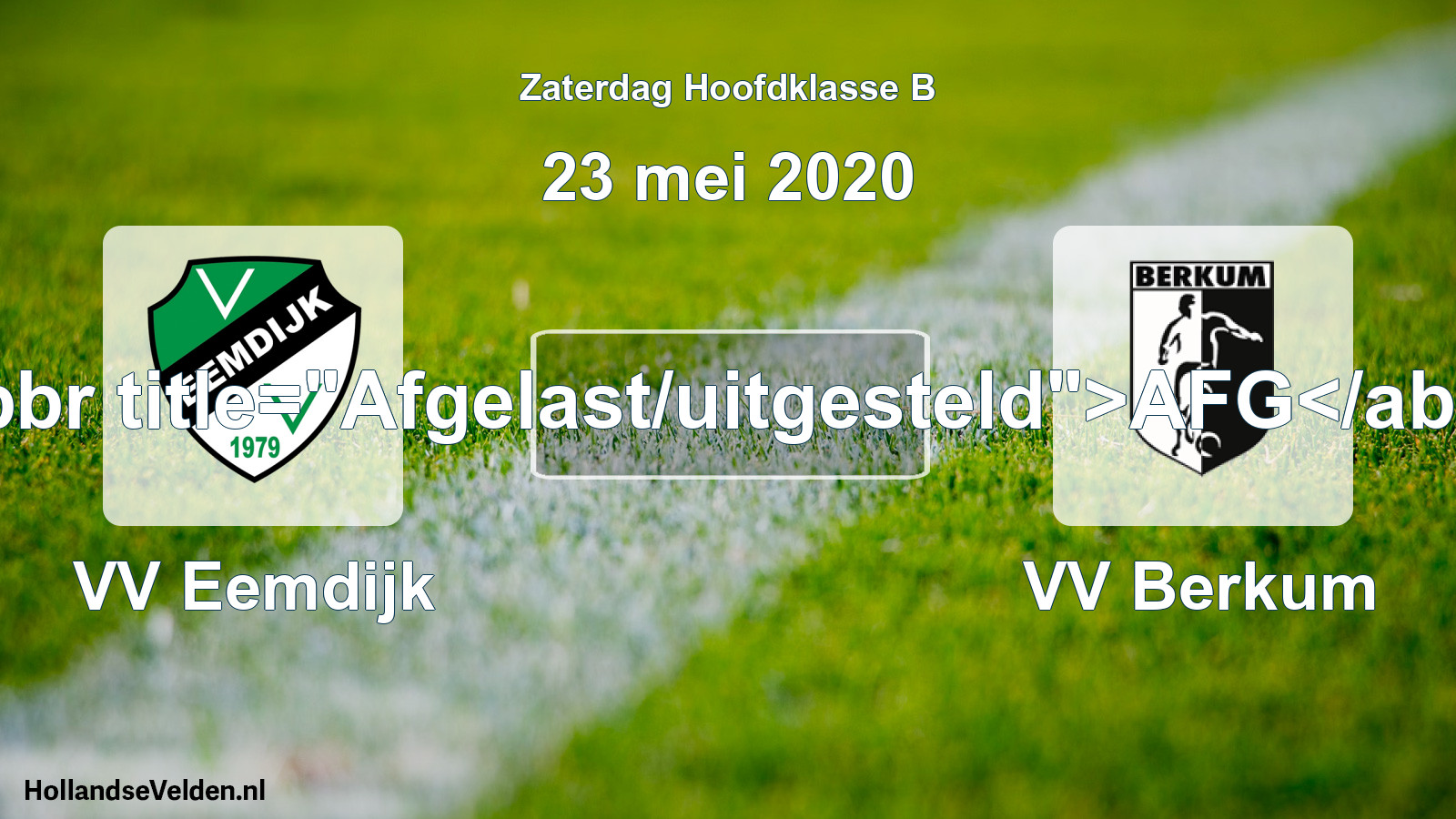 Scheduled Match: VV Eemdijk - VV Berkum (23 May 2020)