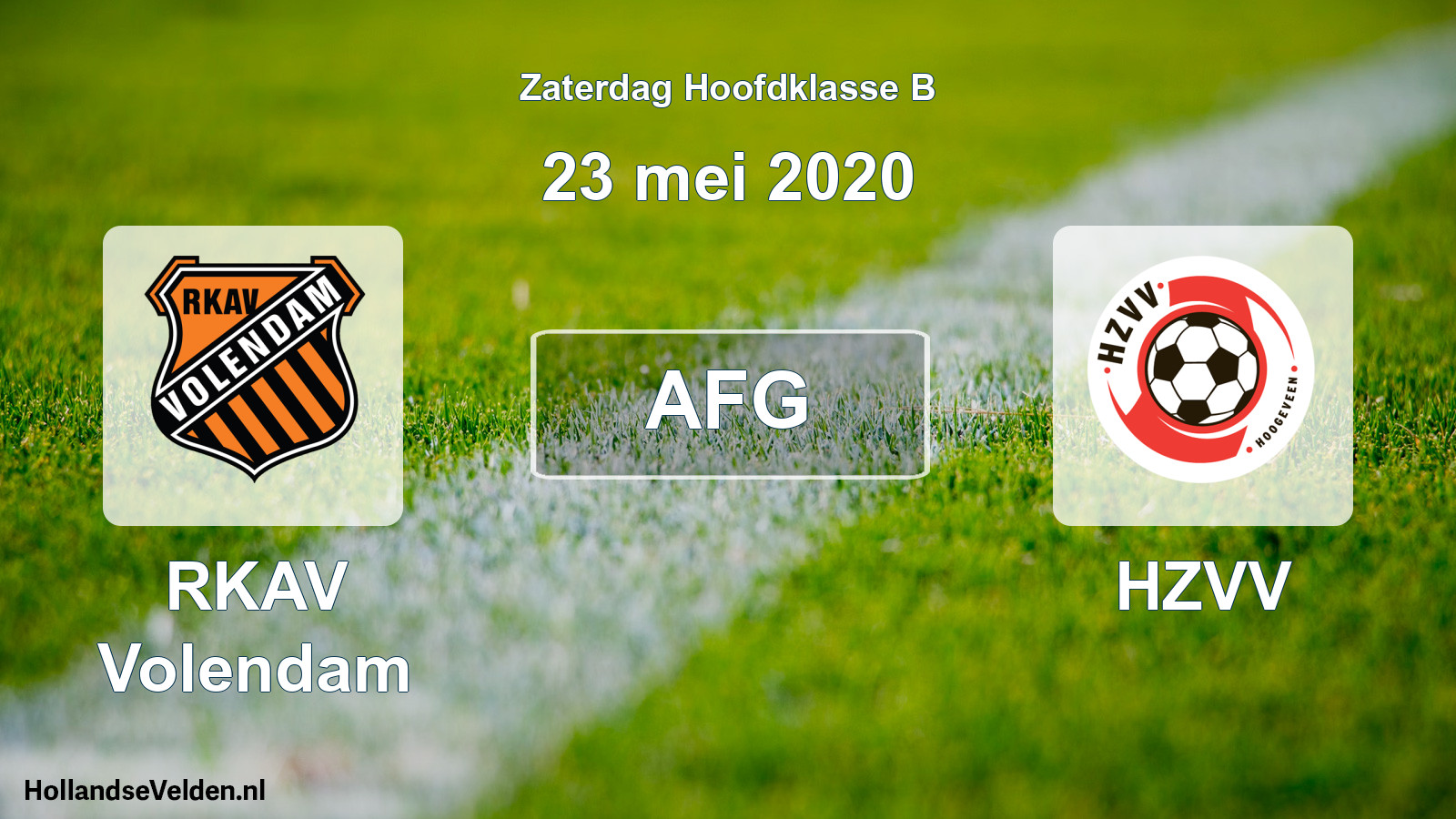 Geplande wedstrijd: RKAV Volendam - HZVV (23 mei 2020)