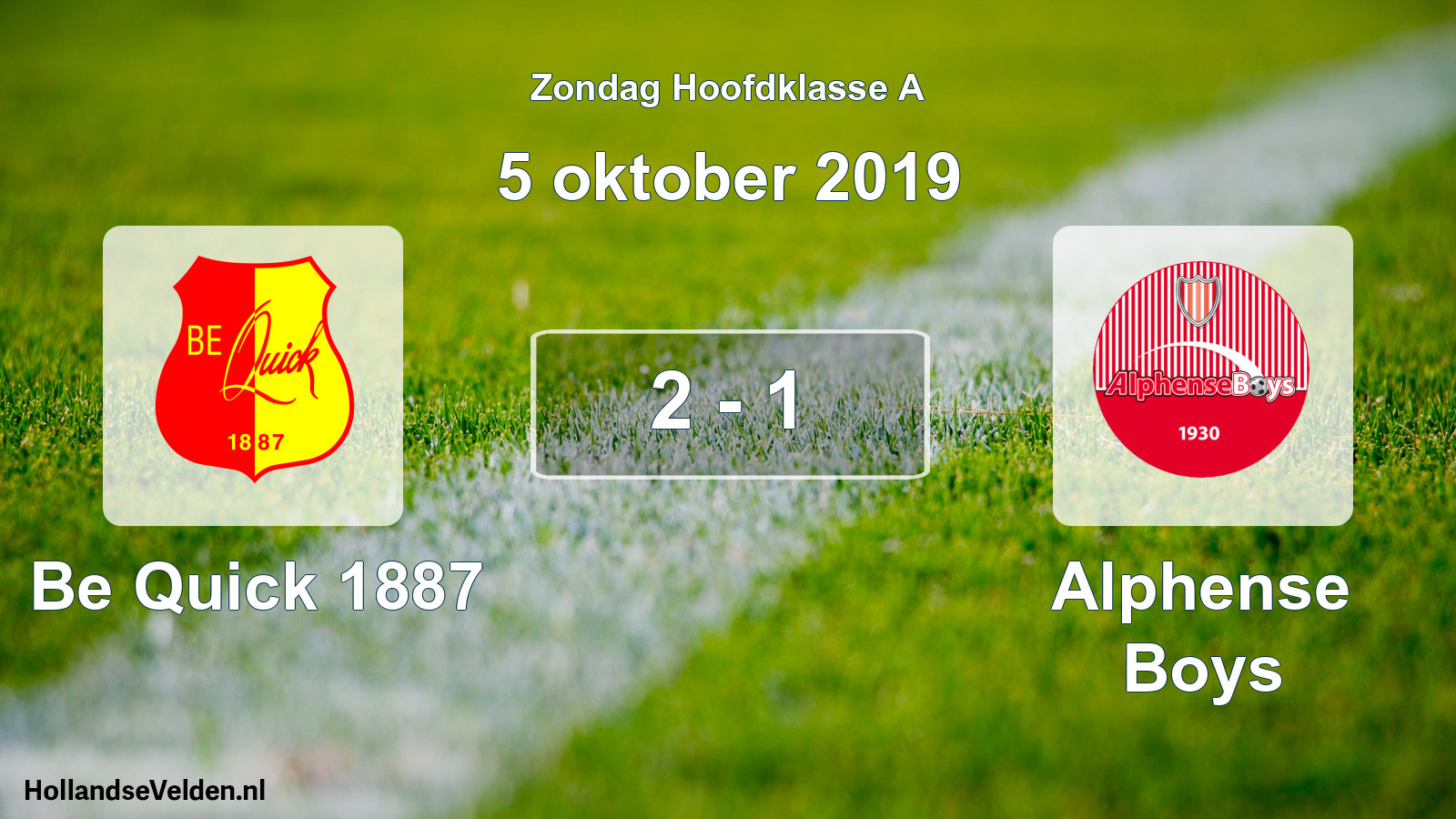 Total number of matches played: Be Quick 1887 - Alphense Boys 2 - 1 (5 October 2019)