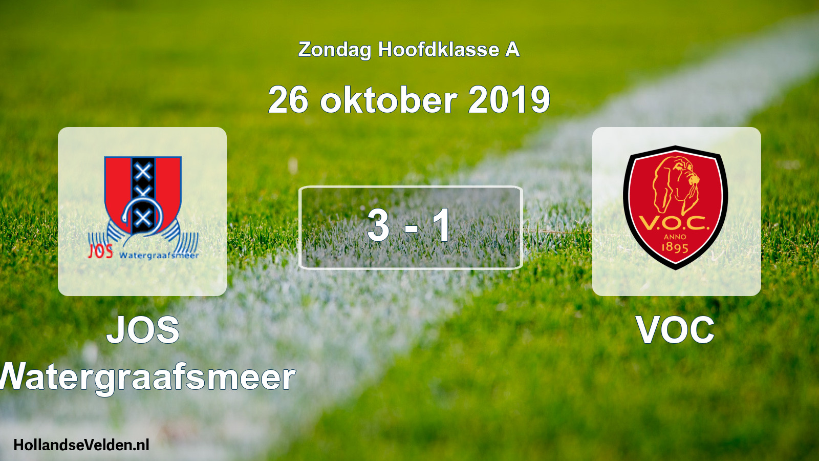 Total number of matches played: JOS Watergraafsmeer - VOC 3 - 1 (26 October 2019)