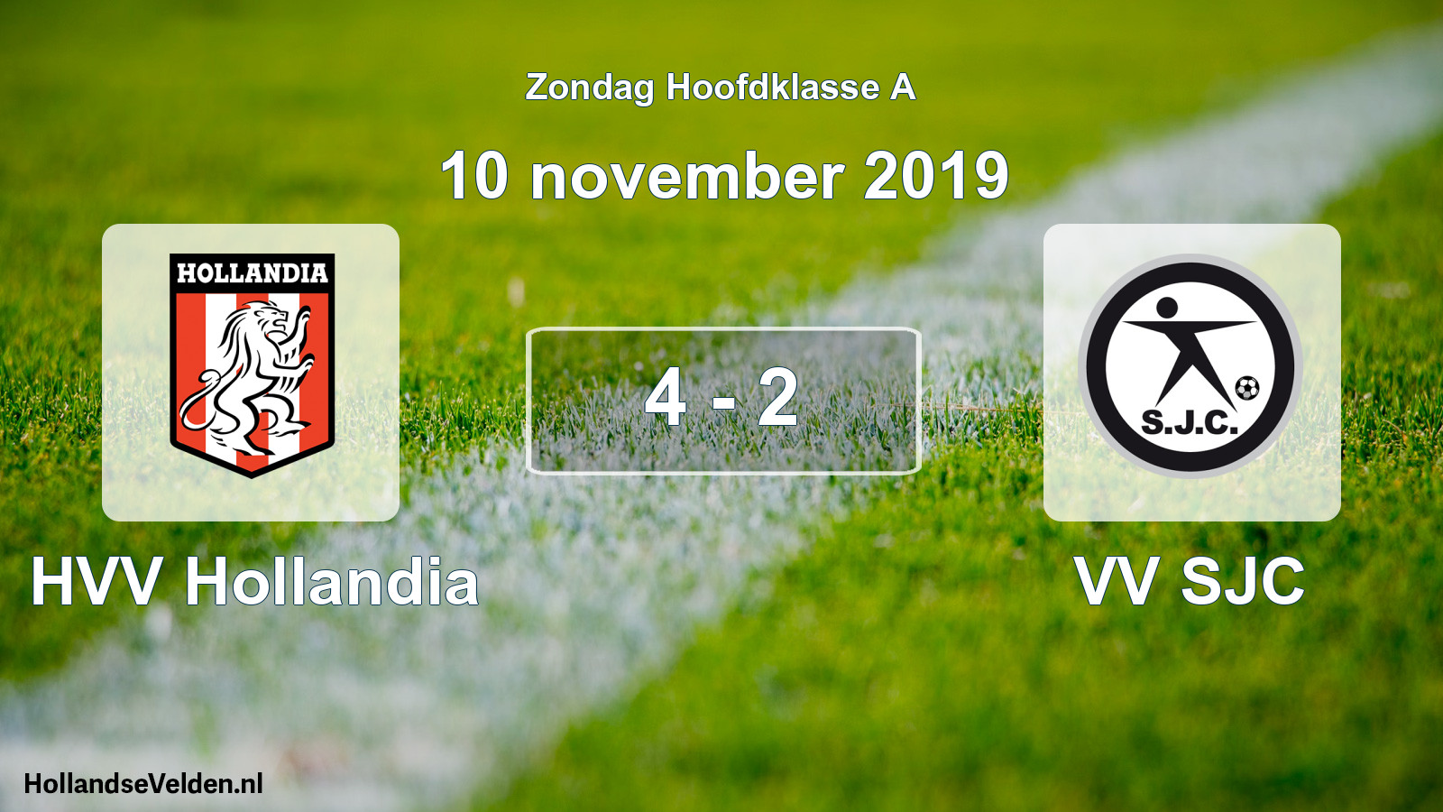 Total number of matches played: HVV Hollandia - VV SJC 4 - 2 (10 November 2019)