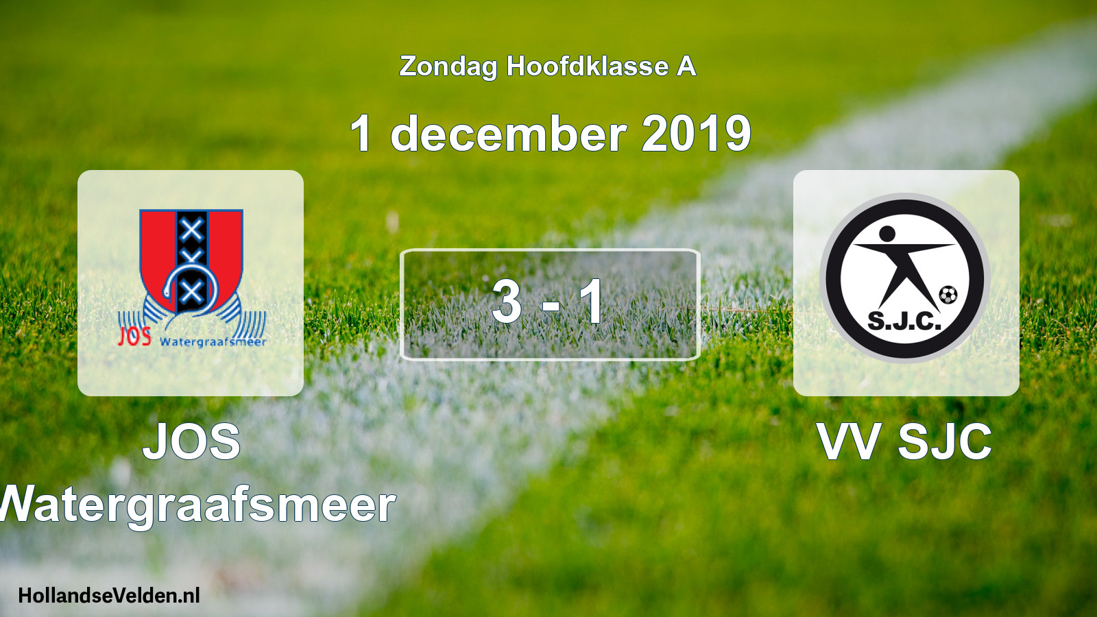 Total number of matches played: JOS Watergraafsmeer - VV SJC 3 - 1 (1 December 2019)