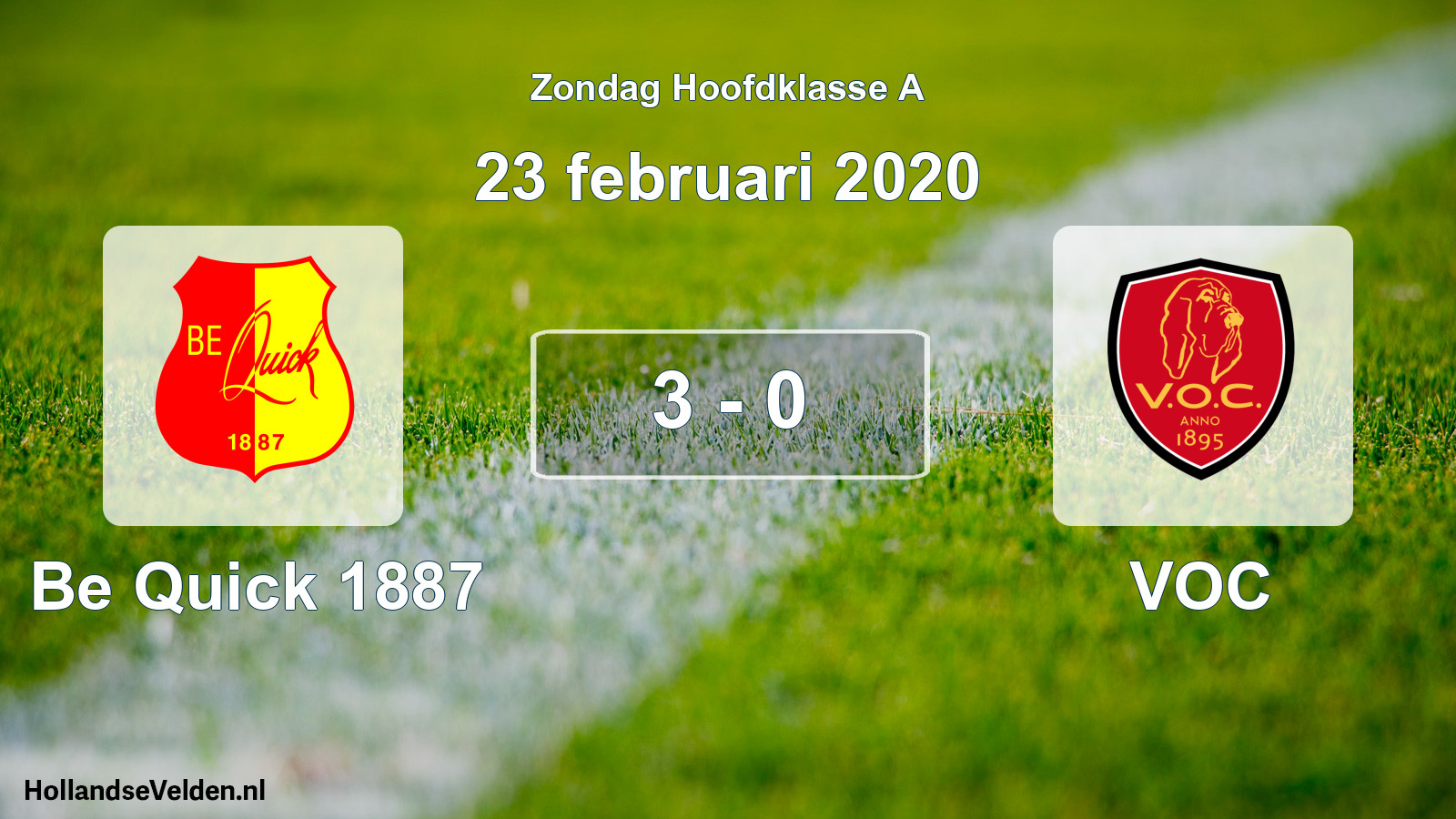 Total number of matches played: Be Quick 1887 - VOC 3 - 0 (23 February 2020)