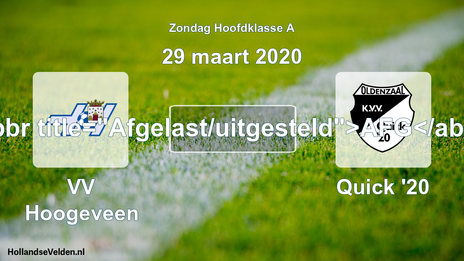 Scheduled Match: VV Hoogeveen - Quick '20 (29 March 2020)