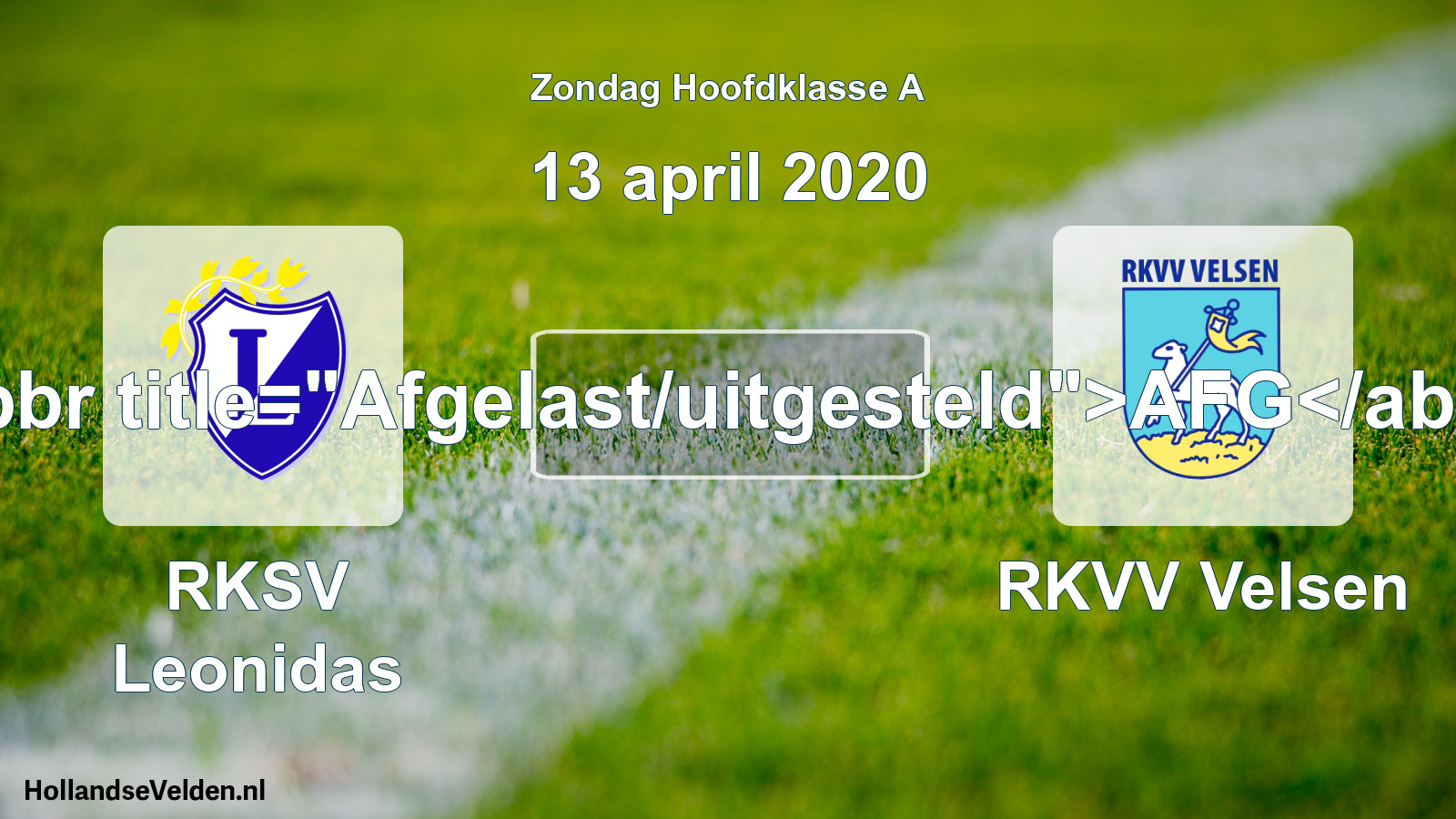 Scheduled Match: RKSV Leonidas - RKVV Velsen (13 April 2020)