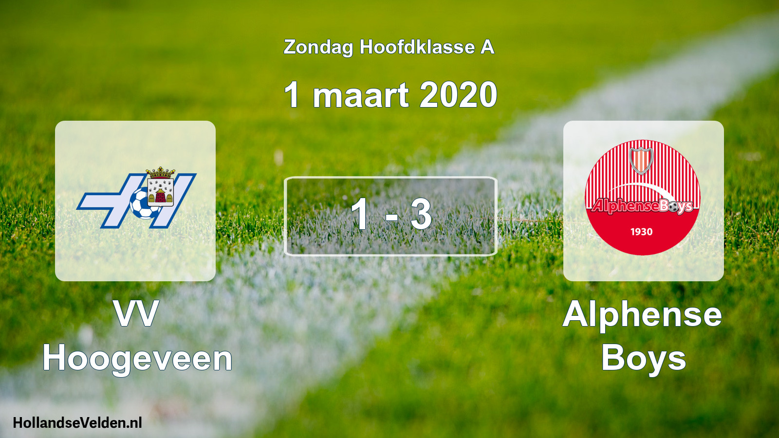 Total number of matches played: VV Hoogeveen - Alphense Boys 1 - 3 (1 March 2020)