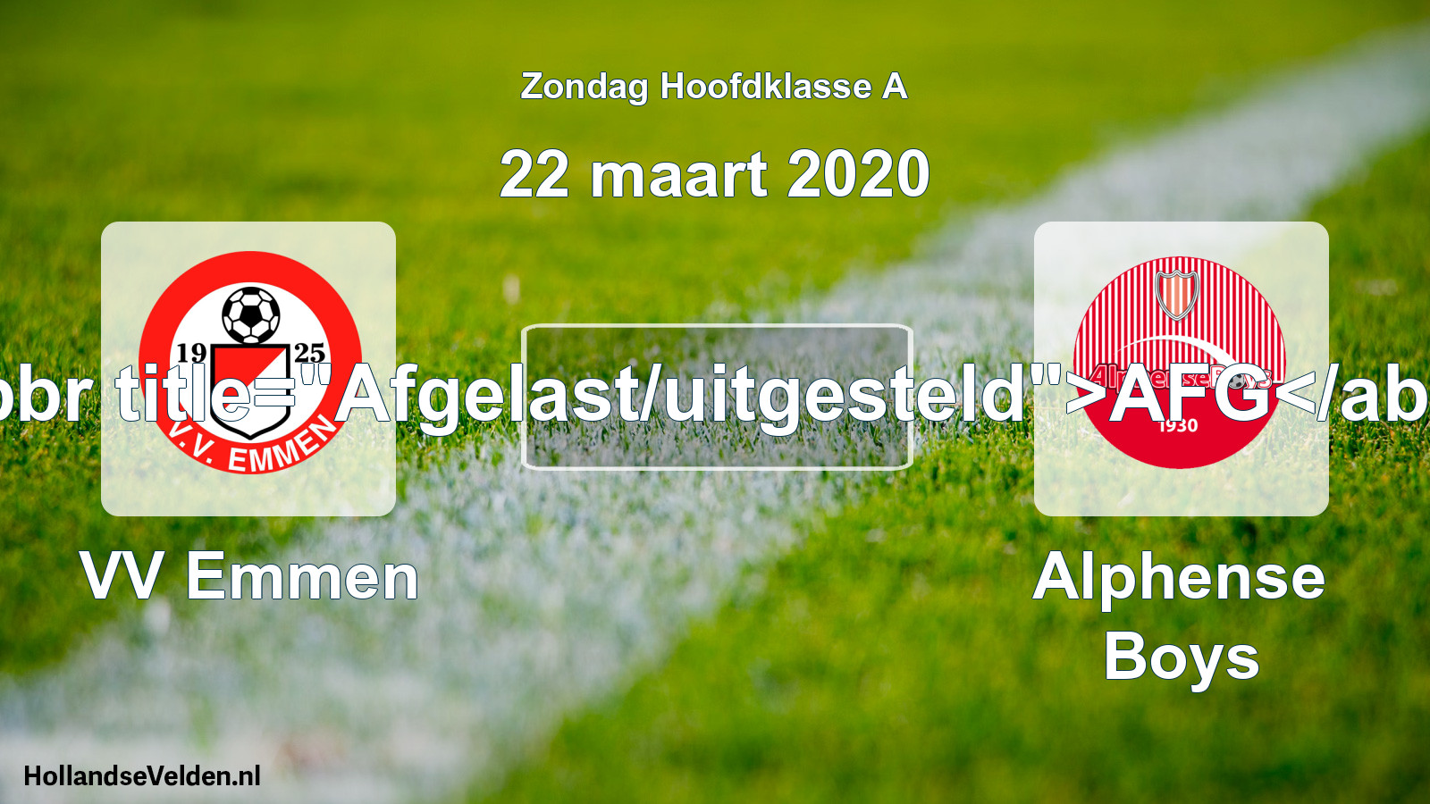 Scheduled Match: VV Emmen - Alphense Boys (22 March 2020)