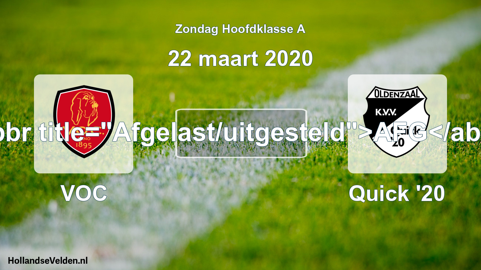 Scheduled Match: VOC - Quick '20 (22 March 2020)