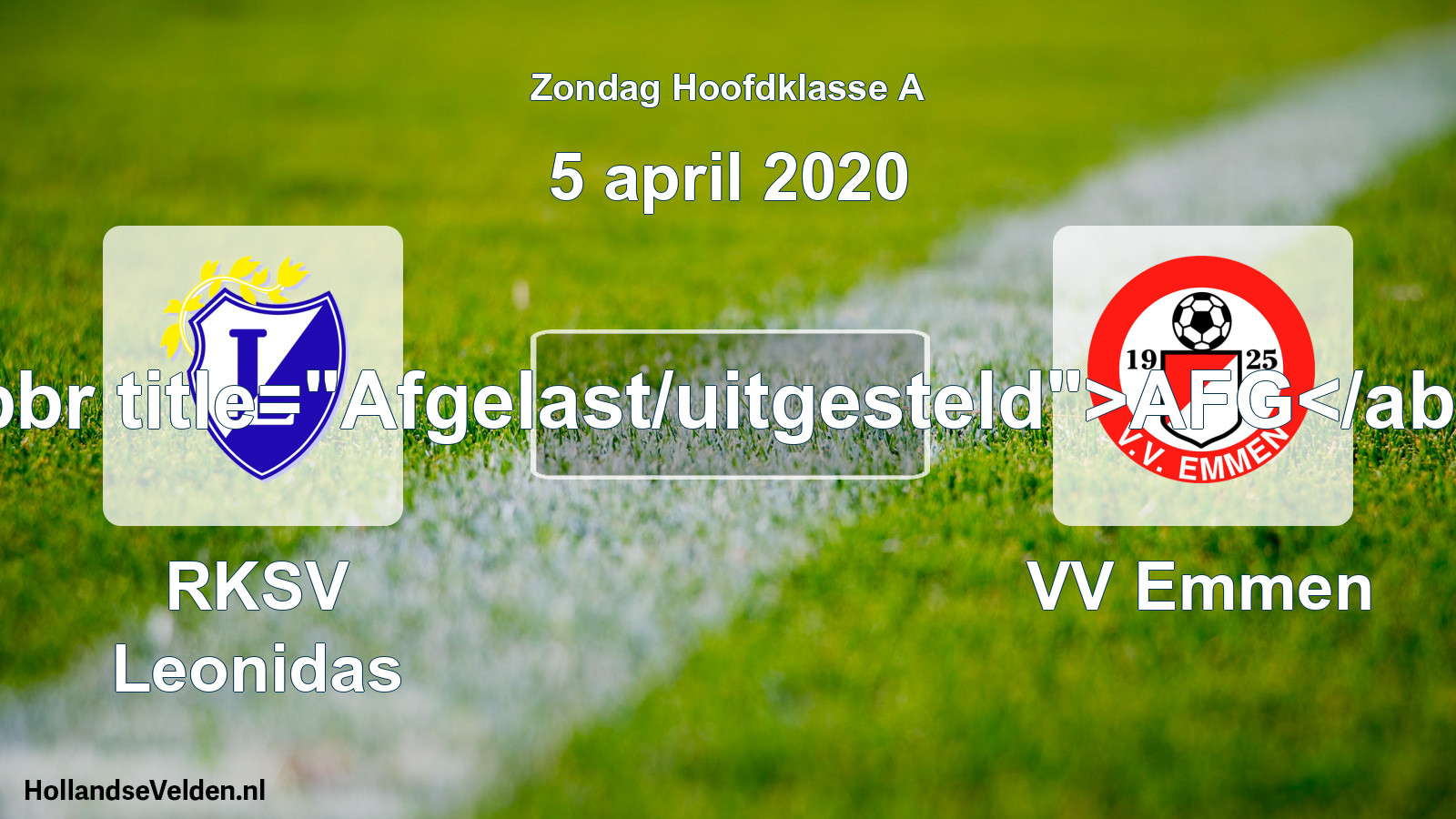 Scheduled Match: RKSV Leonidas - VV Emmen (5 April 2020)