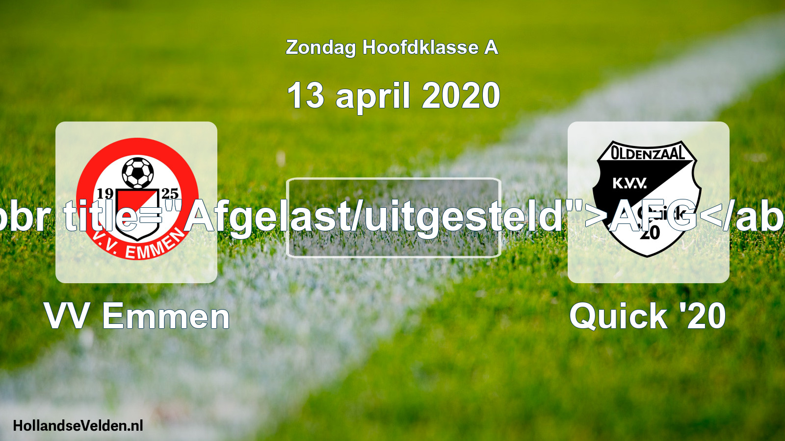 Scheduled Match: VV Emmen - Quick '20 (13 April 2020)