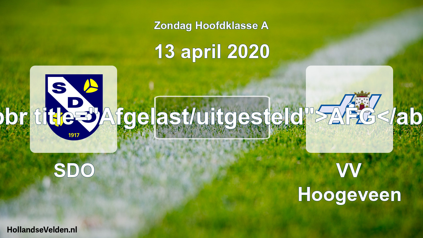 Scheduled Match: SDO - VV Hoogeveen (13 April 2020)