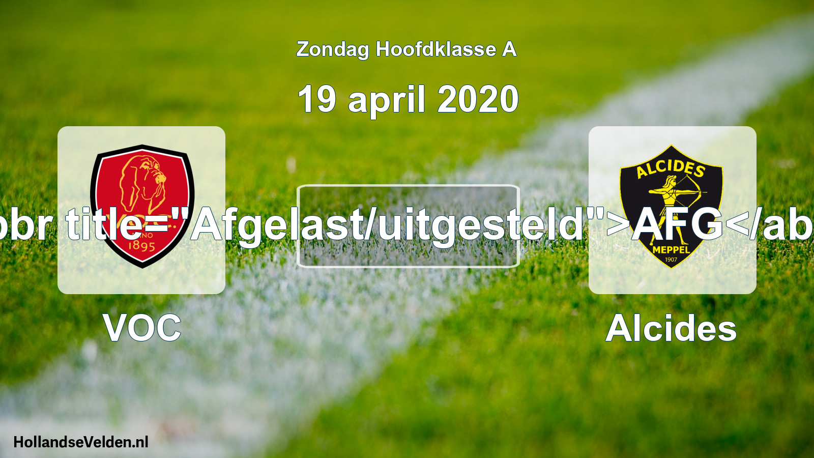 Scheduled Match: VOC - Alcides (19 April 2020)