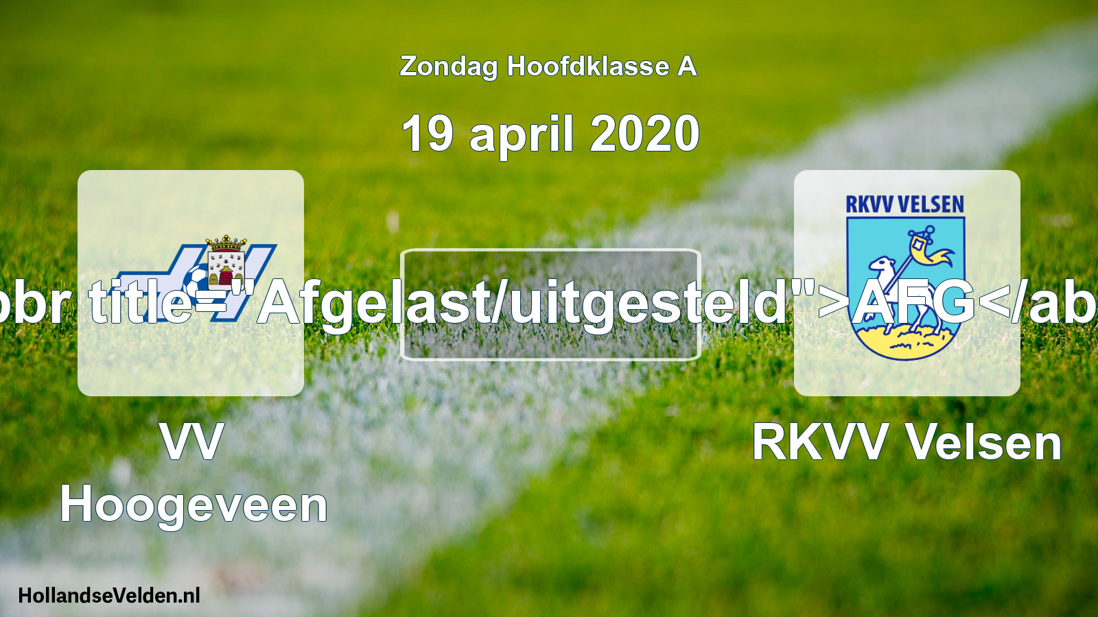 Scheduled Match: VV Hoogeveen - RKVV Velsen (19 April 2020)