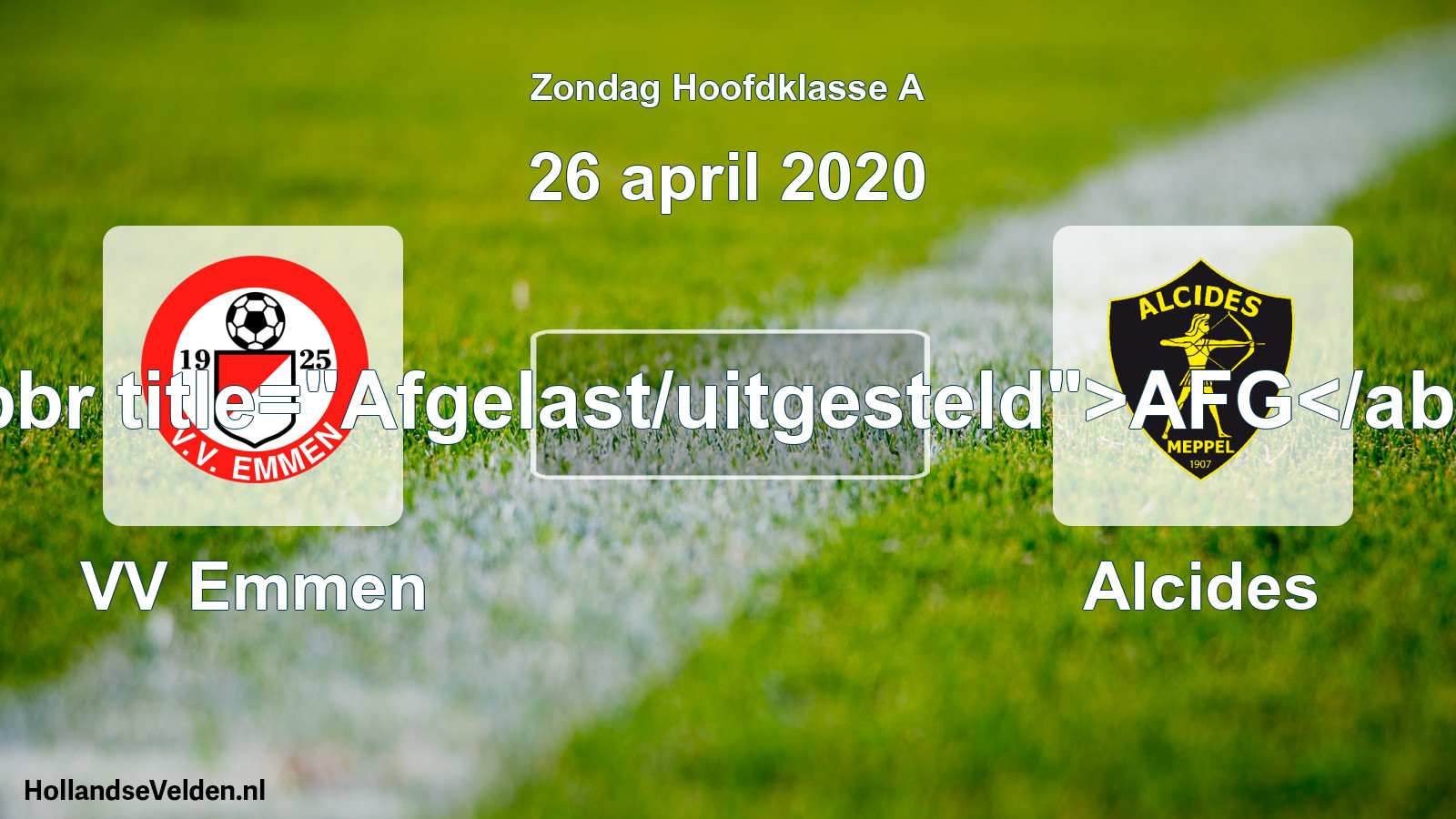 Scheduled Match: VV Emmen - Alcides (26 April 2020)