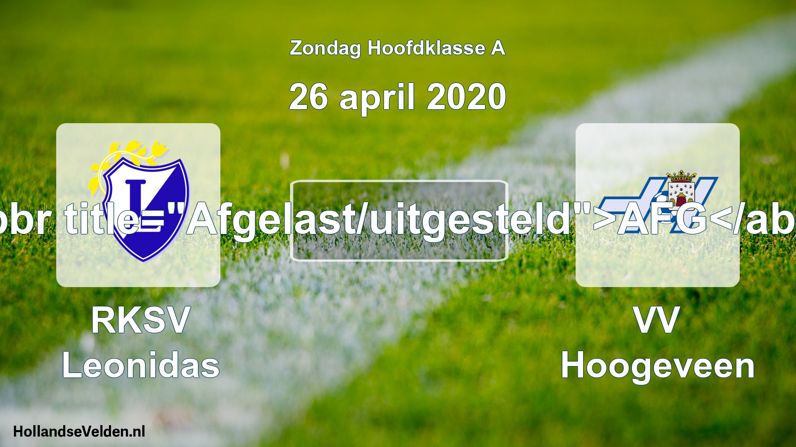 Scheduled Match: RKSV Leonidas - VV Hoogeveen (26 April 2020)