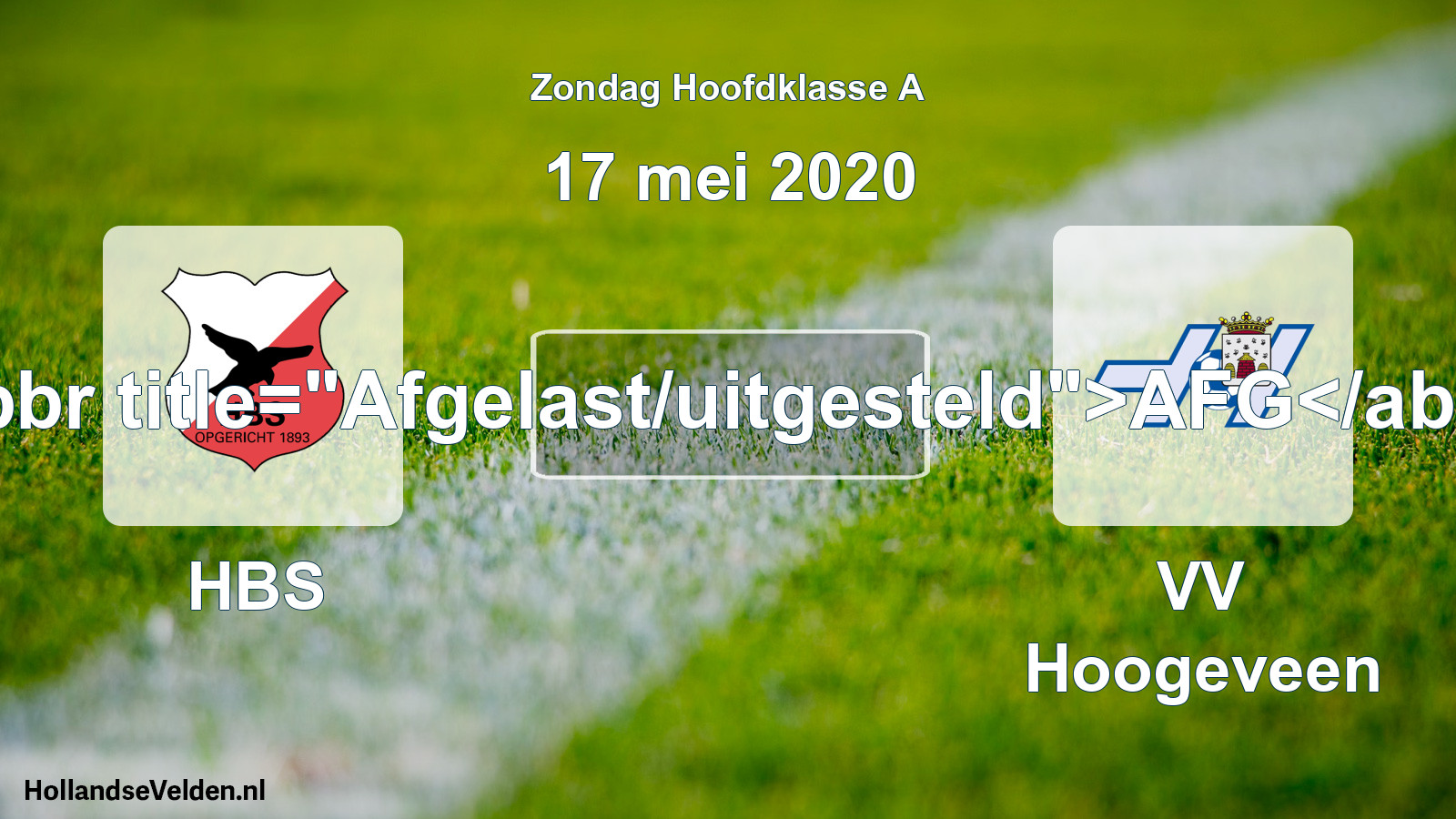 Scheduled Match: HBS - VV Hoogeveen (17 May 2020)
