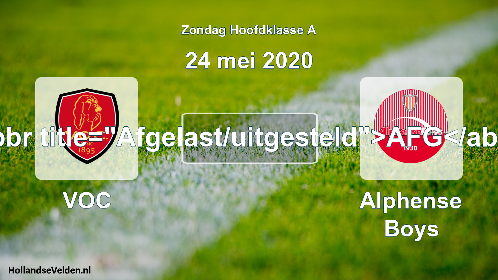 Scheduled Match: VOC - Alphense Boys (24 May 2020)