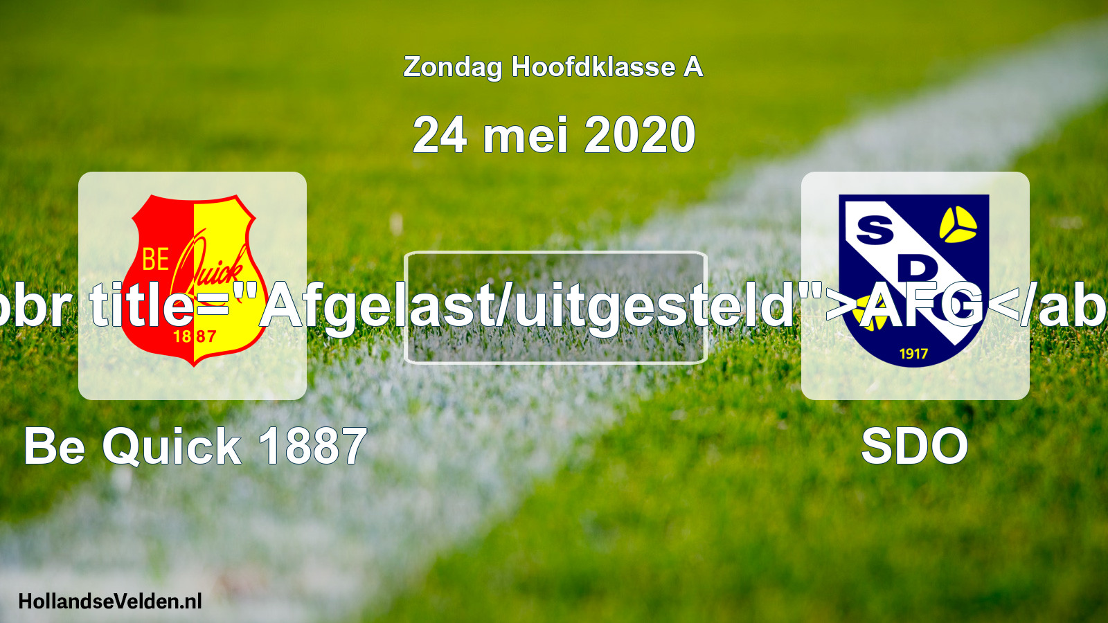 Scheduled Match: Be Quick 1887 - SDO (24 May 2020)