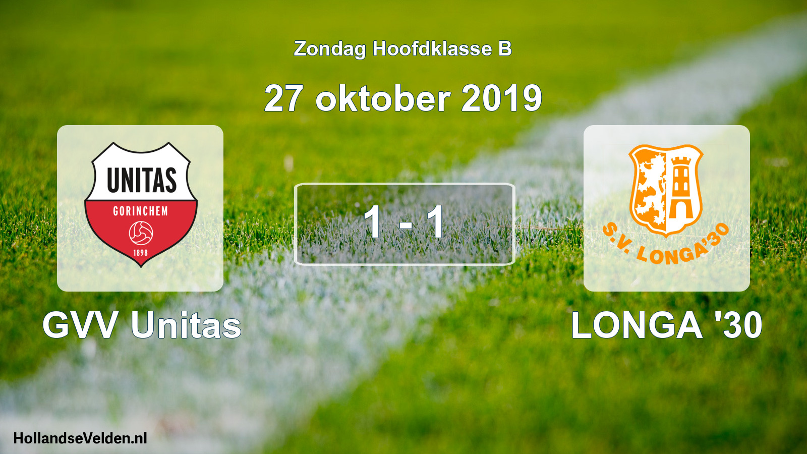 Total number of matches played: GVV Unitas - LONGA '30 1 - 1 (27 October 2019)