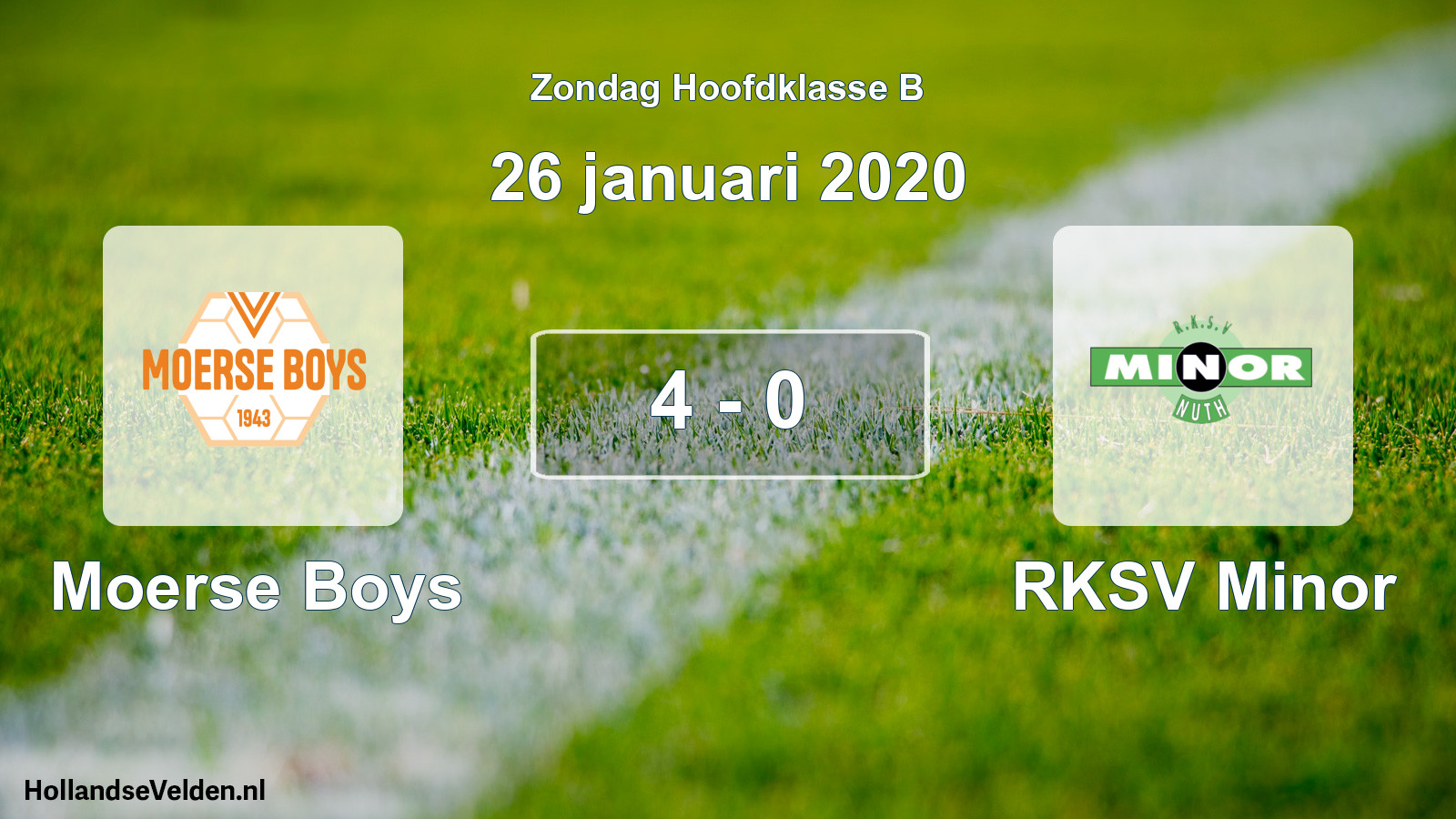 Total number of matches played: Moerse Boys - RKSV Minor 4 - 0 (26 January 2020)