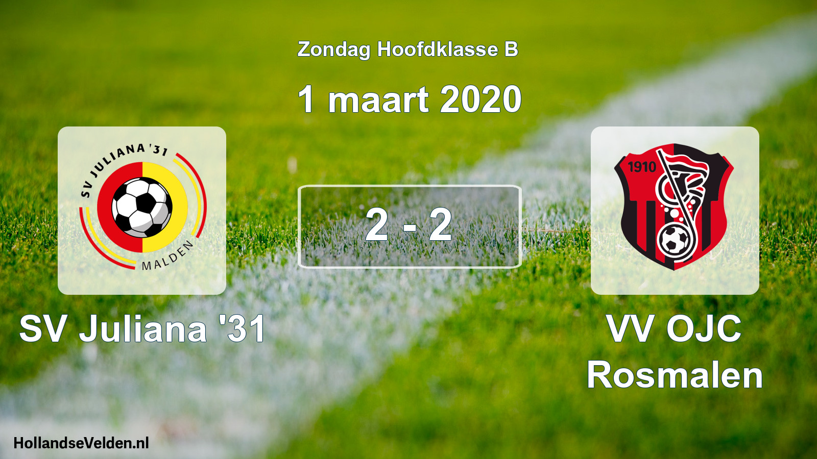 Total number of matches played: SV Juliana '31 - VV OJC Rosmalen 2 - 2 (1 March 2020)