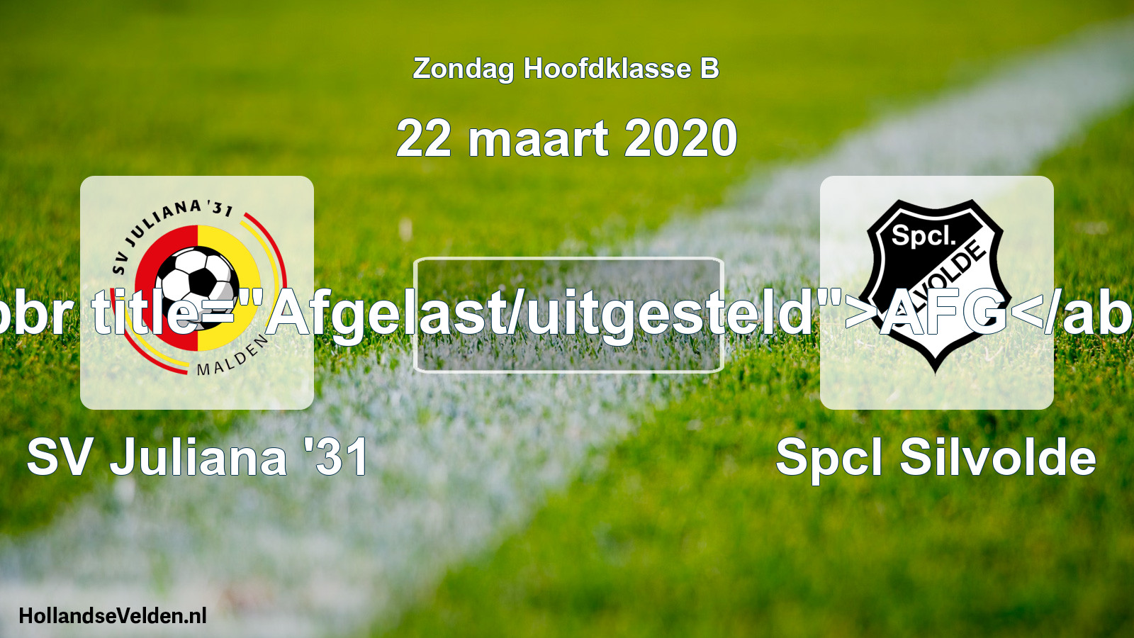 Scheduled Match: SV Juliana '31 - Spcl Silvolde (22 March 2020)