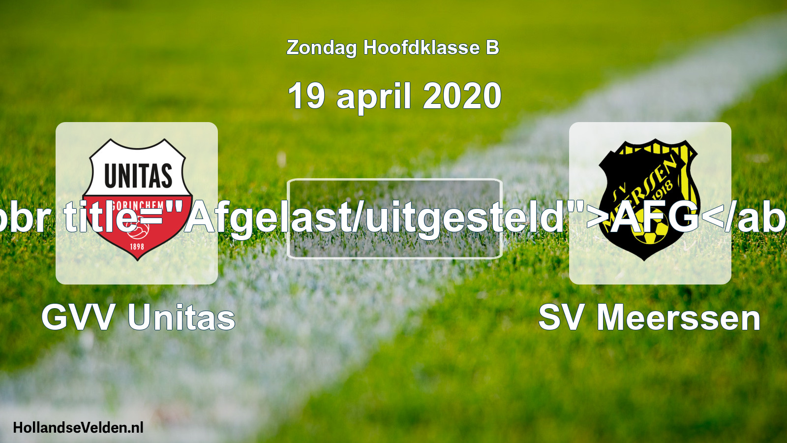Scheduled Match: GVV Unitas - SV Meerssen (19 April 2020)