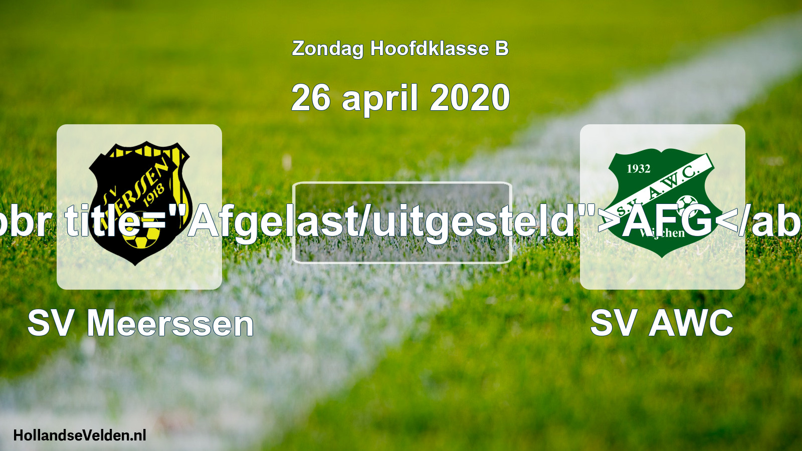 Scheduled Match: SV Meerssen - SV AWC (26 April 2020)
